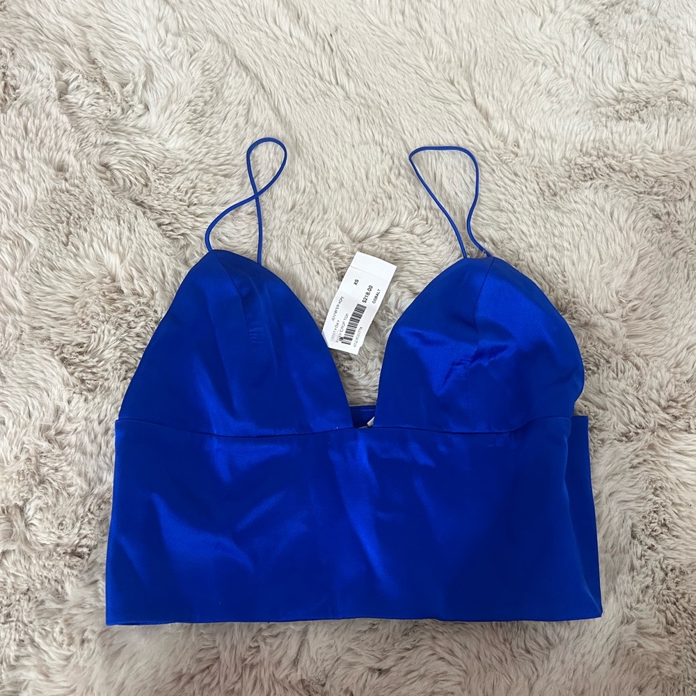 Silk cobalt blue crop top